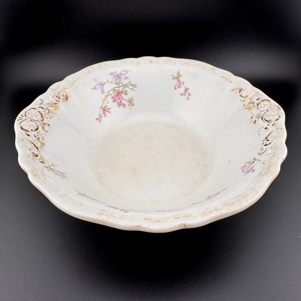Antique Johnson Bros 1902 Embossed Floral Bowl - Vintage Cottagecore Decor - Picture 3 of 10